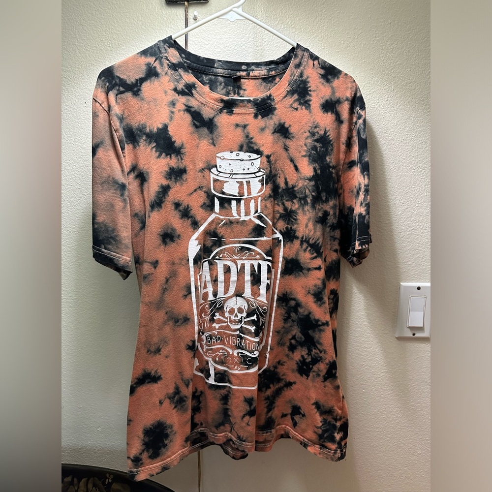 A Day To Remember Mens Large black bleach tie dye shirt.